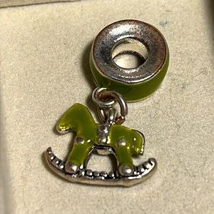 Brighton enamel silver green baby rocking horse dangle charm bracelet necklace